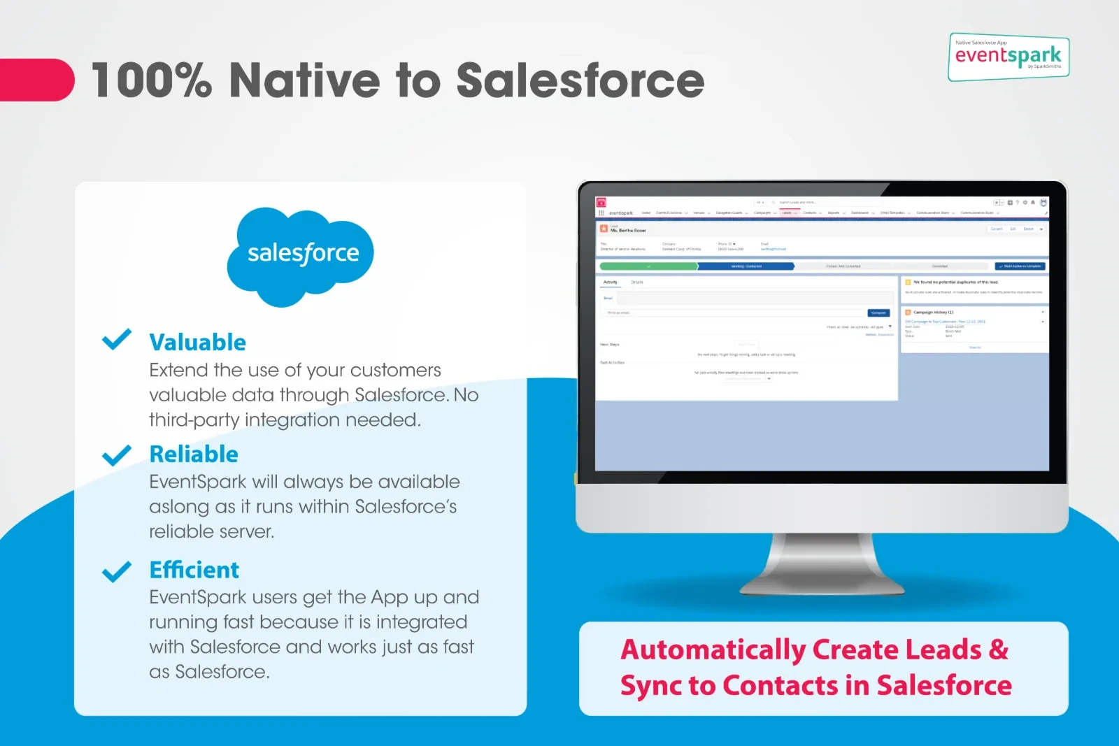 EventSpark event record inside Salesforce Lightning showing delegates, communications and related lists