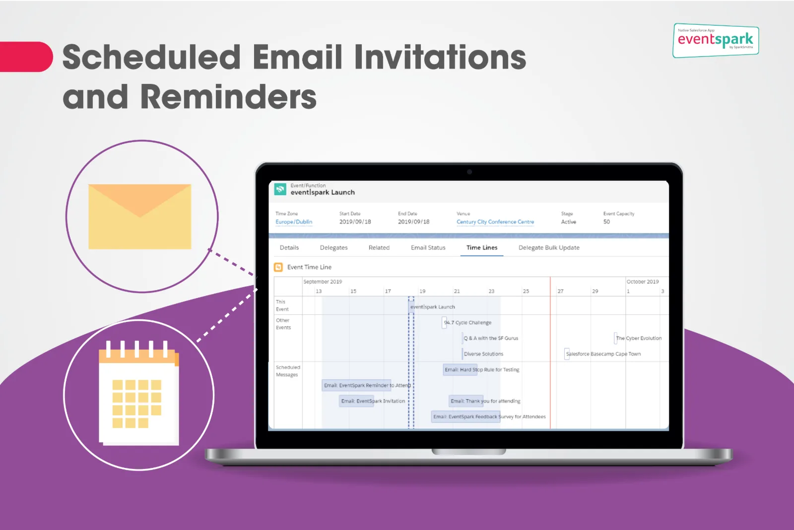 EventSpark communication plan scheduling invitations, reminders and thank-you emails in Salesforce